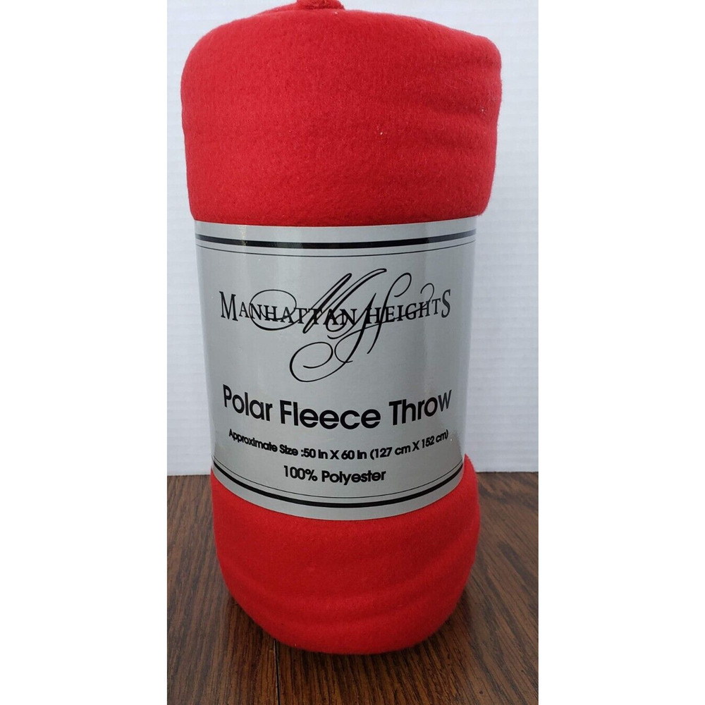 Manhattan Heights Red Light Weight Fleece Throw Blanket 50 X 60 Inches New